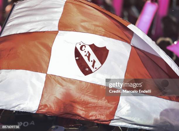 Detail of a flag of Independiente before the first leg of the Copa Sudamericana 2017 final between Independiente and Flamengo at Estadio Libertadores...