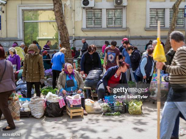 Shoppers at a fresh food market in the Moldovan capital Chisinau.