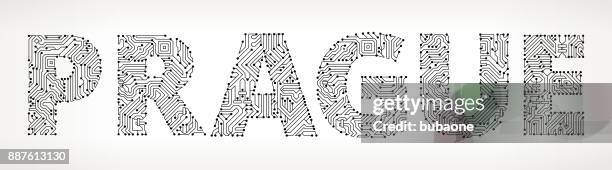 prague circuit board vector buttons - prague stock illustrations