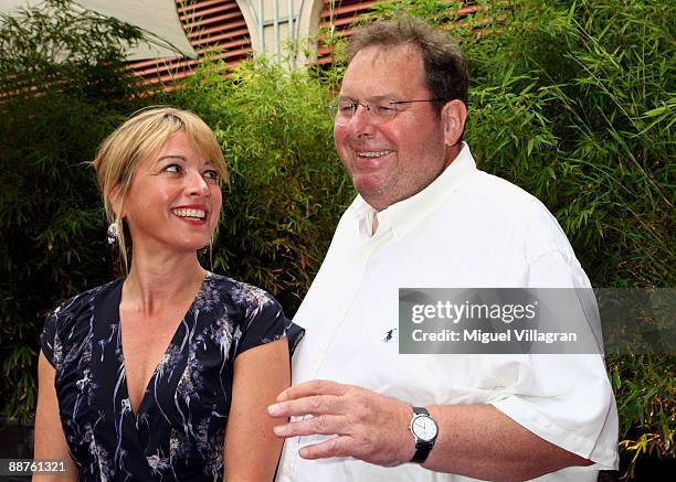 Katharina Abt and Ottfried Fischer pose for a picture during the Bavaria reception at Munich Filmfest on June 30, 2009 in Munich, Germany.