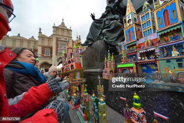 People bring the Nativity Scene in Krakow's Main Square, during the 75th Nativity Scene Contest. On Thursday, 7 December 2017, in Krakow, Poland.