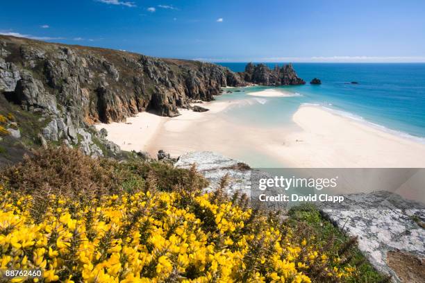 porthcurno towards logans rock, conwall, england - cornwall england bildbanksfoton och bilder