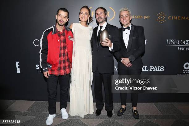 Diego Catano, Cristina Umana, Andres Baez and Sebastian Vega attend the Premio Iberoamericano De Cine Fenix 2017 press room at Teatro de La Ciudad on...