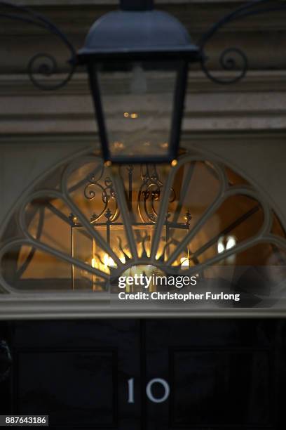 Light illuminates the inside of 10 Downing St as Brexit negotiations continue on December 7, 2017 in London, England. The British Government...