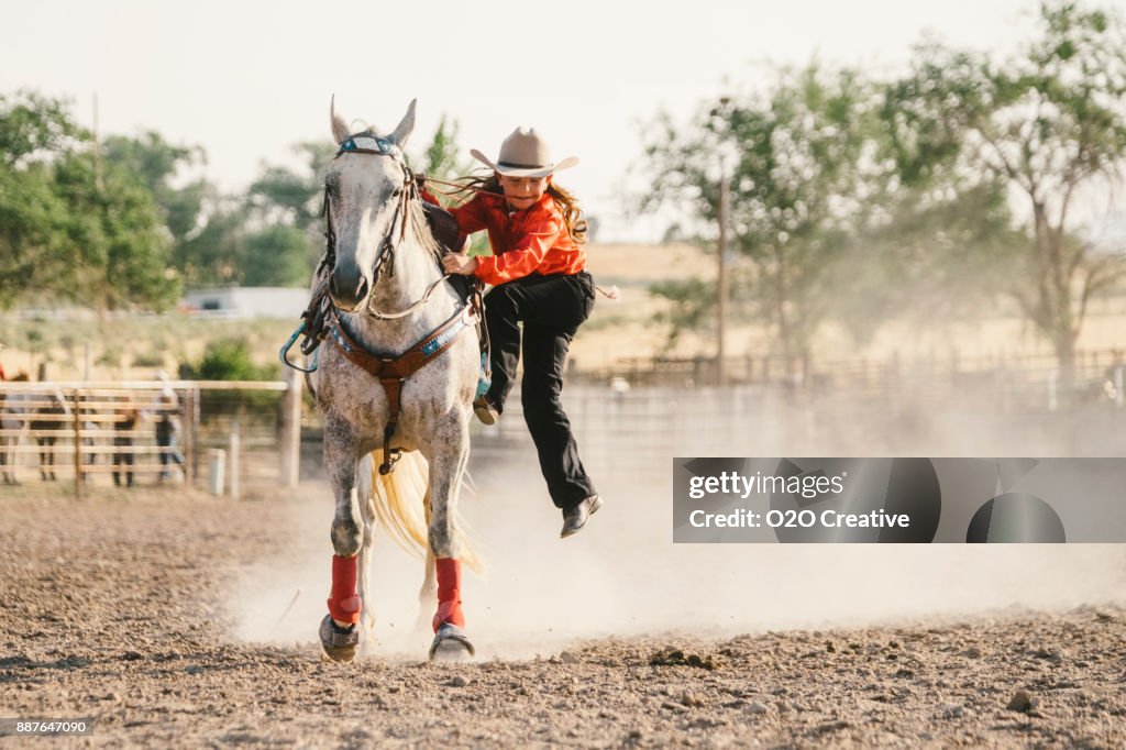 Goat Roping Contest Young Woman Competing In Rodeo Goat Roping High-Res Stock Photo - Getty ...