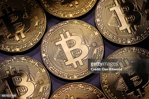 Visual representation of the digital Cryptocurrency, Bitcoin on December 07, 2017 in London, England. Cryptocurrencies including Bitcoin, Ethereum,...