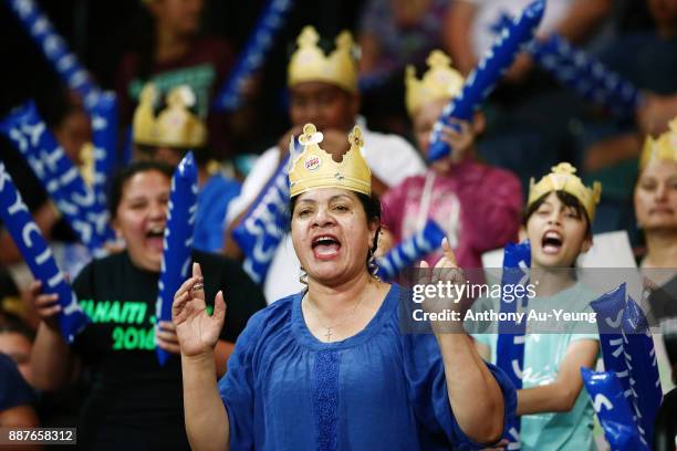 Fans showing support during the round nine NBL match between the New Zealand Breakers and the Brisbane Bullets at Spark Arena on December 7, 2017 in...