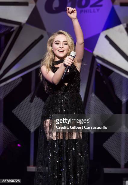 Singer/actress Sabrina Carpenter performs onstage during Q102's Jingle Ball 2017 Presented by Capital One at Wells Fargo Center on December 6, 2017...