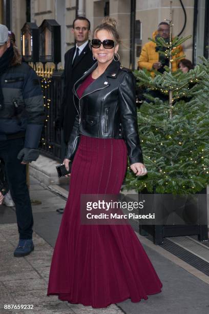 Singer Mariah Carey is seen on December 7, 2017 in Paris, France.