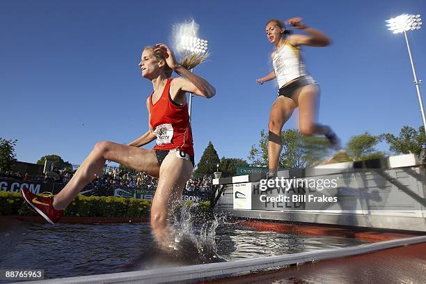 Outdoor Championships: Sarah Madebach and Amanda Lorenzen in action during Women's 3000M Steeplechase 1st Round at Hayward Field. Eugene, OR...