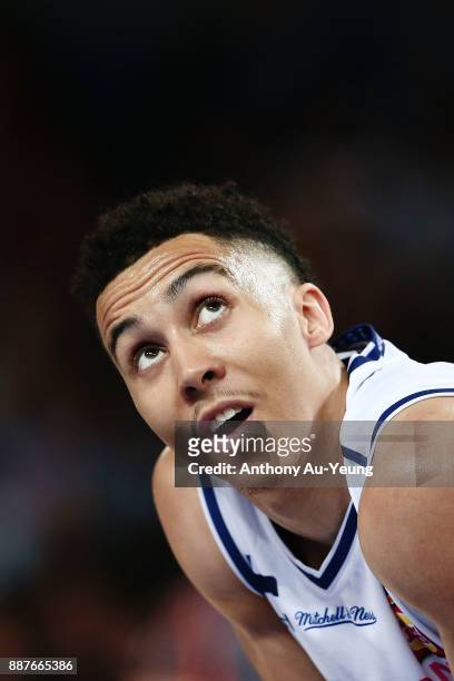 Travis Trice of the Bullets looks on during the round nine NBL match between the New Zealand Breakers and the Brisbane Bullets at Spark Arena on...