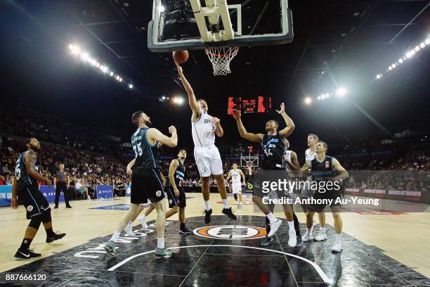 Mitchell Young of the Bullets puts up a shot during the round nine NBL match between the New Zealand Breakers and the Brisbane Bullets at Spark Arena...