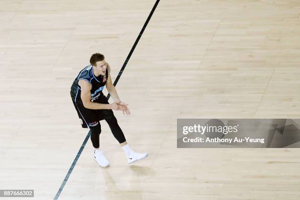 Tom Abercrombie of the Breakers reacts during the round nine NBL match between the New Zealand Breakers and the Brisbane Bullets at Spark Arena on...