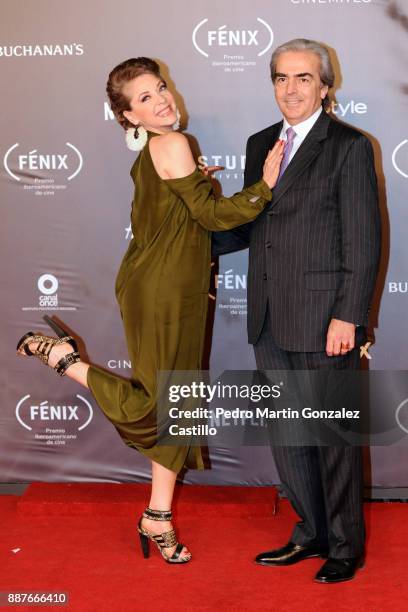 Edith Gonzalez poses with her husband during Fenix Iberoamerican Film Awards 2017 at Teatro de La Ciudad on December 06, 2017 in Mexico City, Mexico.