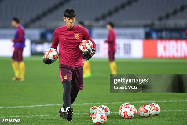 Yan Junling of China attends a training session ahead of the 2017 EAFF E-1 Football Championship Final round at Ajinomoto Stadium on December 7, 2017...