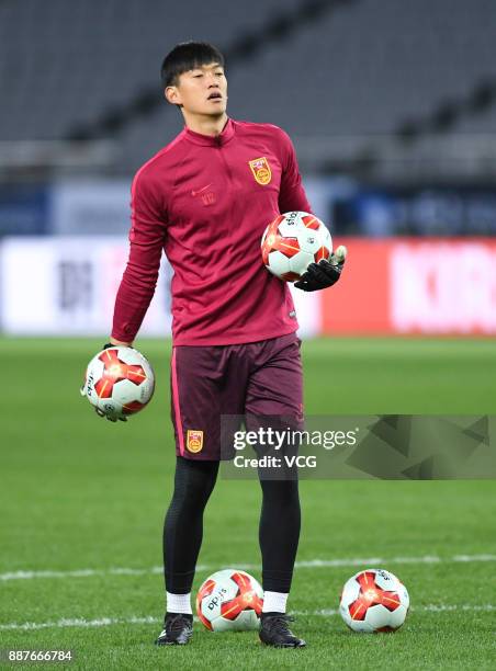 Yan Junling of China attends a training session ahead of the 2017 EAFF E-1 Football Championship Final round at Ajinomoto Stadium on December 7, 2017...