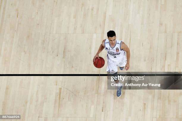 Travis Trice of the Bullets in action during the round nine NBL match between the New Zealand Breakers and the Brisbane Bullets at Spark Arena on...