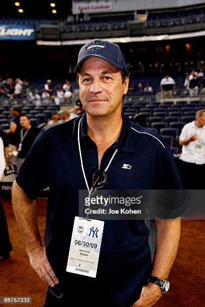 Of Iconix Brand Group, Inc. Neil Cole attends NY Yankee batting practice at Yankee Stadium on June 30, 2009 in New York City.