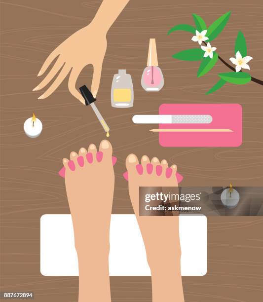 ilustraciones, imágenes clip art, dibujos animados e iconos de stock de podología - manicure