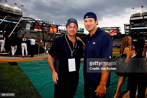 Of Iconix Brand Group, Inc. Neil Cole and Dallas Cowboys Quarterback and Starter Spokesperson Tony Romo attend NY Yankee batting practice at Yankee...