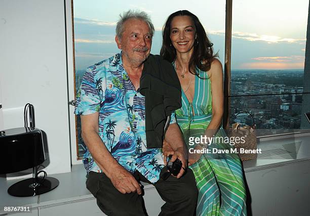 David Bailey and wife Catherine attend the Serpentine Gallery dinner in honour of Jeff Koons at Paramount on June 30, 2009 in London, England.