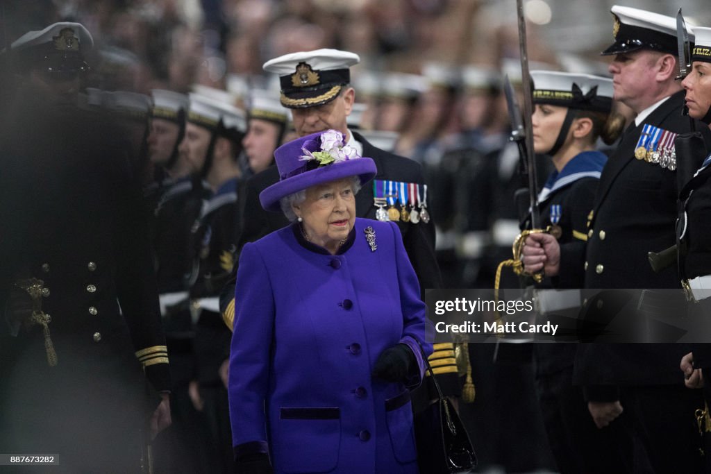 The Queen And The Princess Royal Visit HM Naval Base In Portsmouth