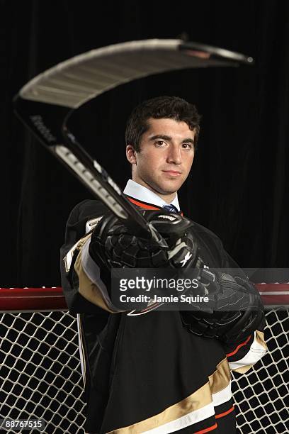 Kyle Palmieri poses for a portrait after being selected 26th overall by the Anaheim Ducks during the first round of the 2009 NHL Entry Draft at the...