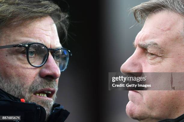 In this composite image a comparision has been made between Jurgen Klopp, Manager of Liverpool and Sam Allardyce,Manager of Everton. Liverpool and...