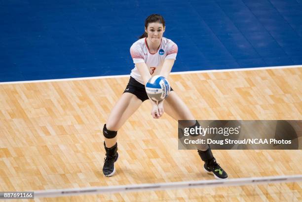 Taylor Brown of Wittenberg University bumps the ball during the Division III Women's Volleyball Championship held at Van Noord Arena on November 18,...