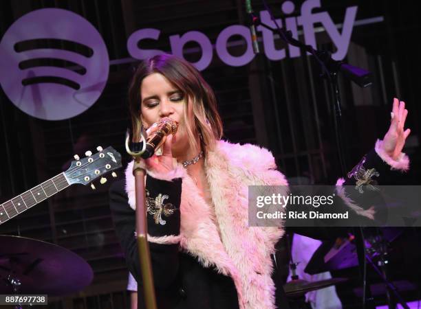 Special guest Maren Morris performs onstage with The Shadowboxers for Spotify Open House Nashville at Analog in the Hutton Hotel on December 6, 2017...