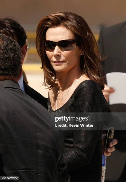 Actress Kate Jackson attends Farrah Fawcett's funeral service held at the Cathedral of Our Lady of the Angels on June 30, 2009 in Los Angeles,...