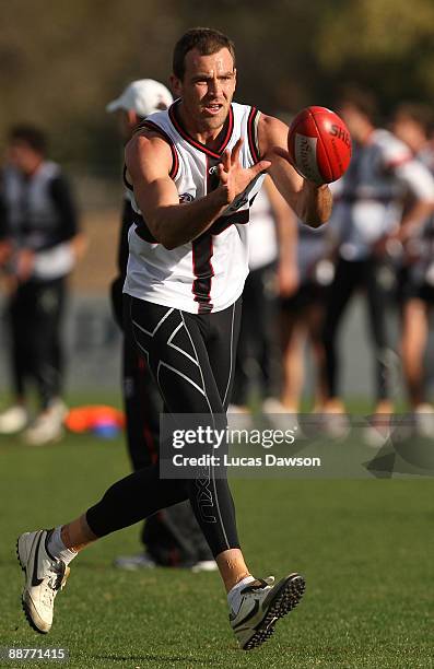 Steven King of the Saints marks the ball during a St Kilda Saints AFL training session at Linen House Oval on July 1, 2009 in Melbourne, Australia.