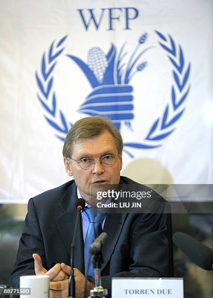 Torben Due, the World Food Programme's representative in North Korea, speaks at a press conference in Beijing on July 1, 2009. Hungry North Koreans,...