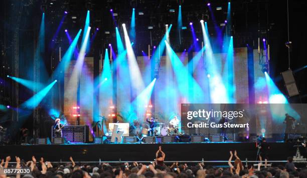 The Killers perform on stage on day 1 of Hard Rock Calling at Hyde Park on June 26, 2009 in London, England.