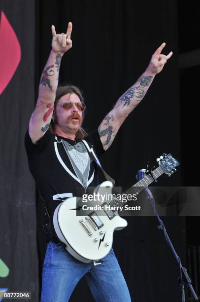 Jesse Hughes of Eagles Of Death Metal performs on stage on day 3 of Glastonbury Festival at Worthy Farm on June 27, 2009 in Glastonbury, England.