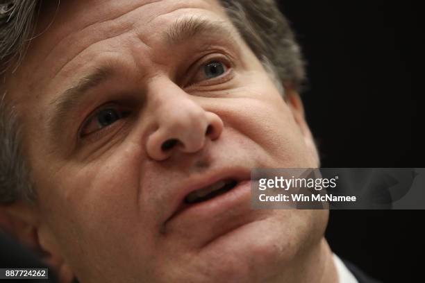 Director Christopher Wray appears before the House Judiciary Committee December 7, 2017 in Washington, DC. The committee hearing focused on oversight...