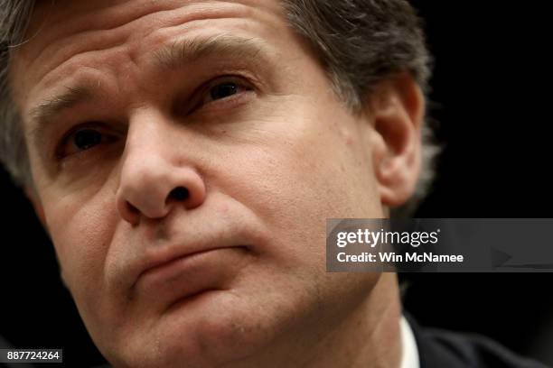 Director Christopher Wray appears before the House Judiciary Committee December 7, 2017 in Washington, DC. The committee hearing focused on oversight...