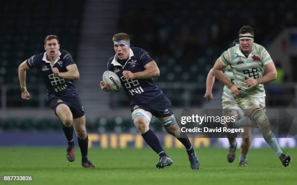 Will Wilson of Oxford University runs with the ball during the Oxford University vs Cambridge University Mens Varsity match at Twickenham Stadium on...