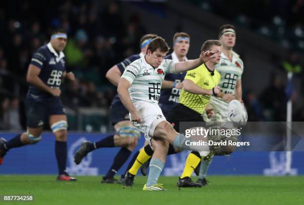 Mike Phillips of Cambridge University kicks up field during the Oxford University vs Cambridge University Mens Varsity match at Twickenham Stadium on...