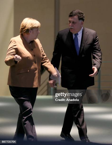 German Chancellor Angela Merkel and Chairman of the Presidential Council of Libya and Prime Minister of the Government of National Accord of Libya...