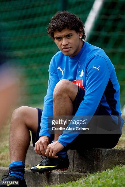 Carlos Eduardo prepares for a training session of 1899 Hoffenheim during a training camp on July 1, 2009 in Stahlhofen am Wiesensee, Germany.