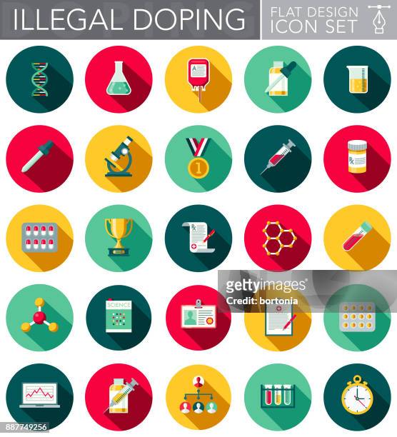 ilustrações de stock, clip art, desenhos animados e ícones de illegal doping flat design icon set - narcotic