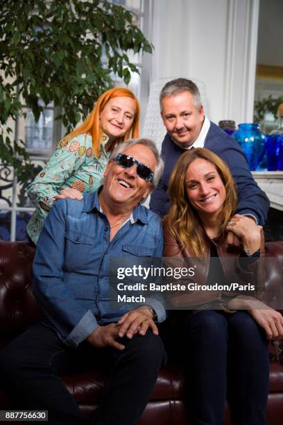 Singer Gilbert Montagne is photographed with his his wife Nikole, son Eric with his wife Cecile for Paris Match on November 12, 2017 in Paris, France.