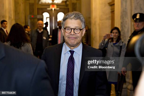 Senator Al Franken, a Democrat from Minnesota, walks through the U.S. Capitol before speaking on the Senate floor in Washington, D.C., U.S., on...