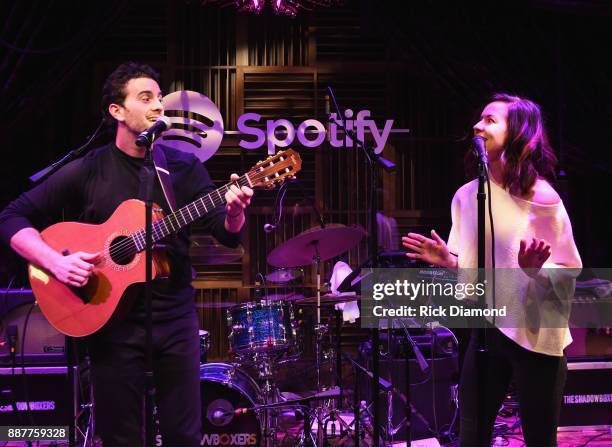 Adam Hoffman of The Shadowboxers and special guest Joy Williams performs onstage for Spotify Open House Nashville at Analog at the Hutton Hotel on...