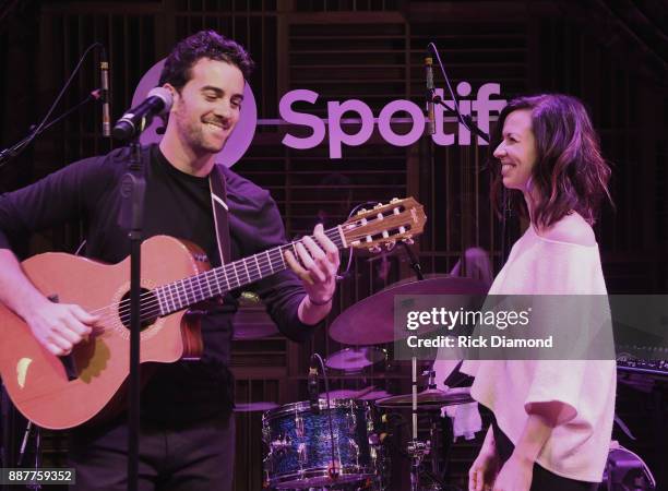 Adam Hoffman of The Shadowboxers and special guest Joy Williams performs onstage for Spotify Open House Nashville at Analog at the Hutton Hotel on...