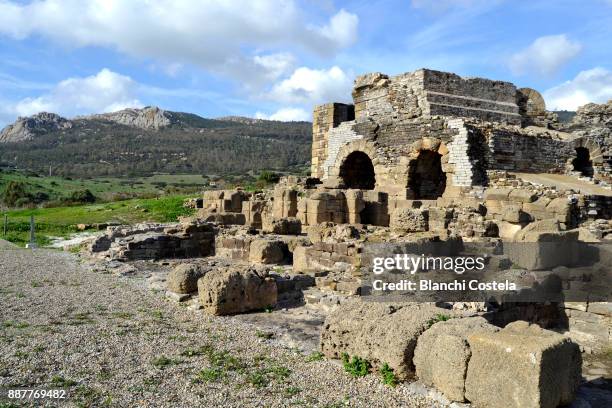 ruins of baelo claudia in tarifa spain - baelo claudia stockfoto's en -beelden