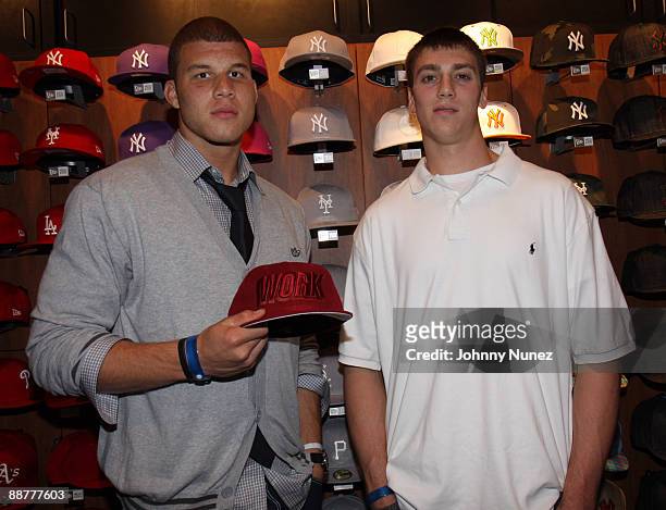Blake Griffin and Tyler Hansbrough attend the 2009 NBA Pre-Draft party at the New Era flagship store on June 23, 2009 in New York City.