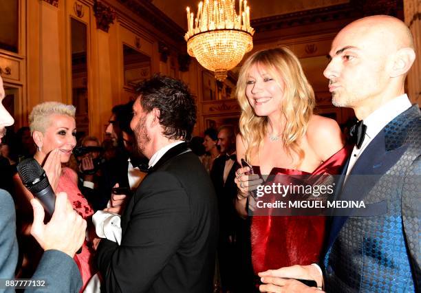 Natasha Stefanenko arrives at the Teatro alla Scala opera house for the Premiere of "Andrea Chénier" of Italian composer Umberto Giordano which opens...