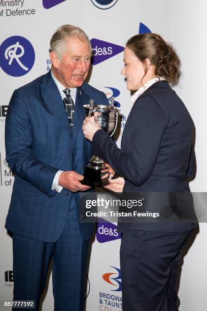 Prince Charles, The Prince of Wales presents Sarah Hughes with the Winner Individual Design and Manufacturing award for the Tom Nevard Memorial...